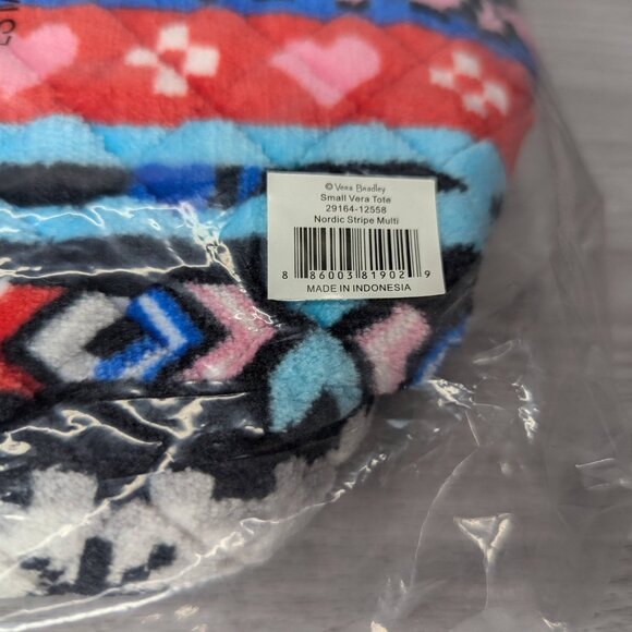 NWT Vera Bradley Small Tote Nordic Stripe Fleece - Picture 2 of 8
